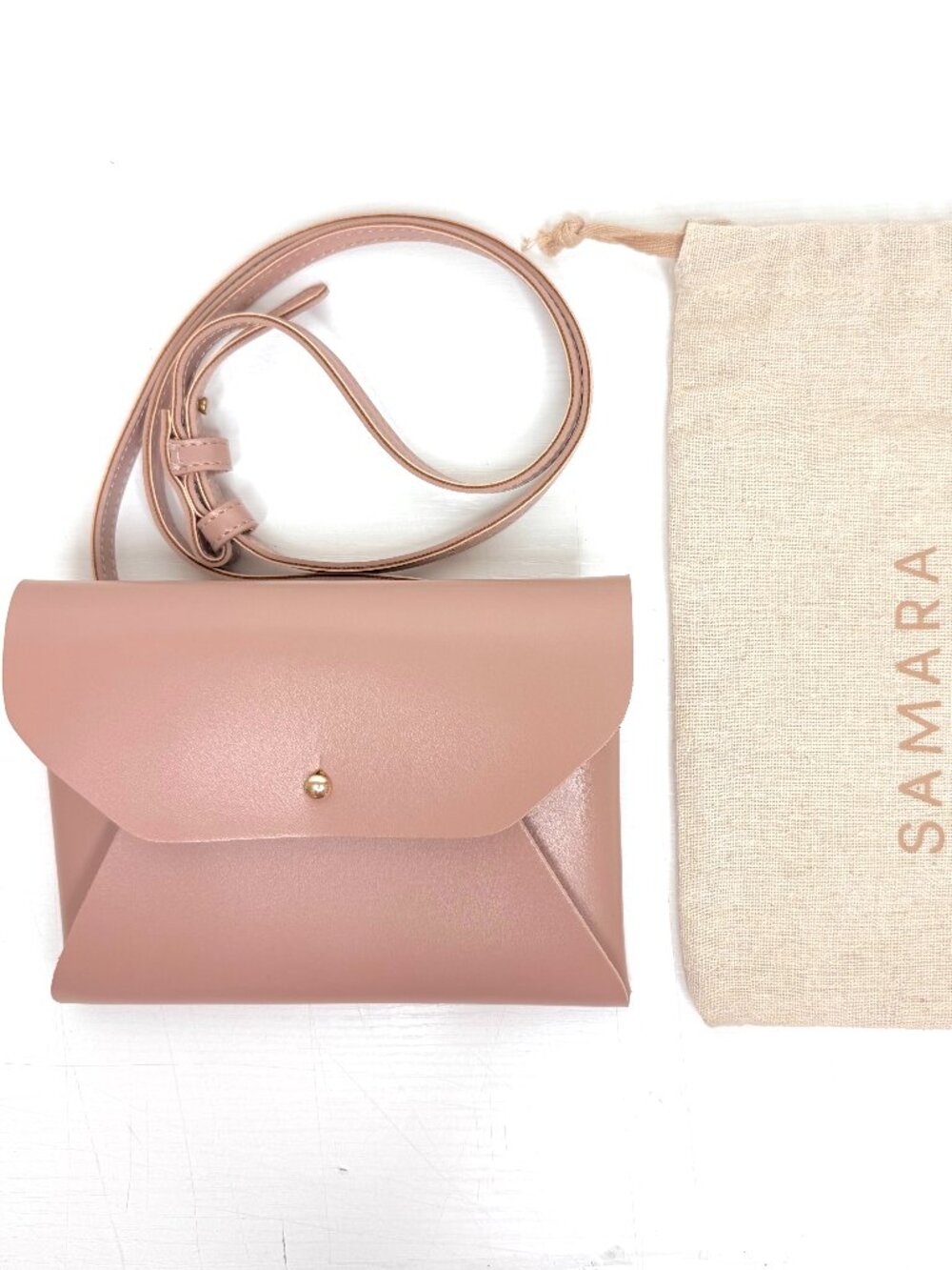 SAMARA The Fanny Pack Vegan Leather Hands Free Envelop Clutch Hip Belt Bag Pink